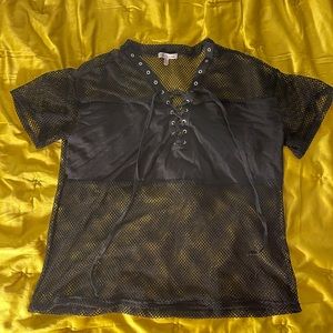 Black net knit top *free shipping*